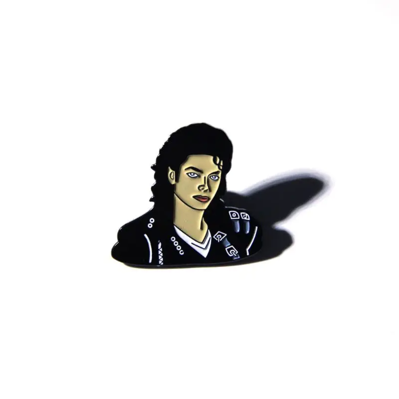Брошь Майкла Джексона эмалированная металлическая заколка с изображением лица