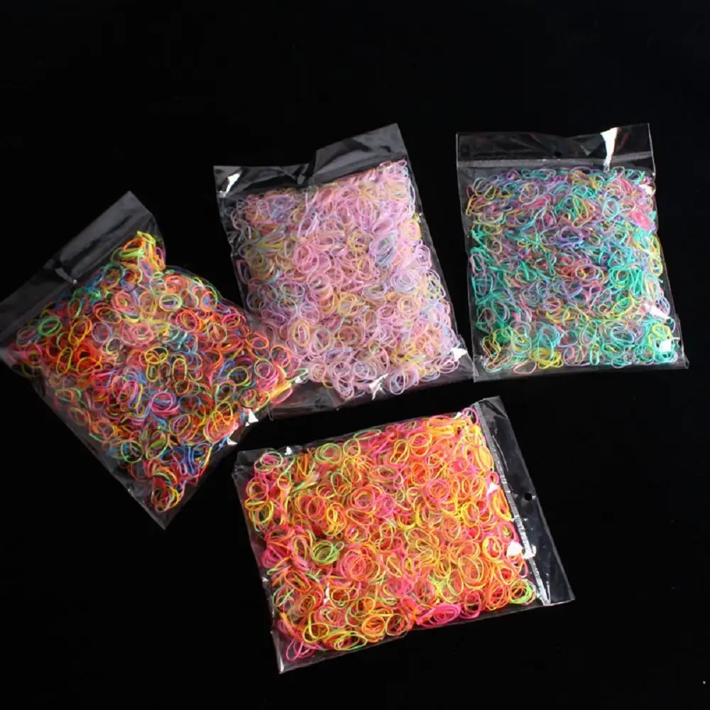 

New 2000Pcs/bag Hair Rubber Cord Rubber Band Transparent White 1mm Clear Ponytail Holder Elastic Rubber Hair Rope Braider Tools