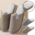 Хлопковые тапочки ярких цветов для мужчин, теплые плюшевые шлепанцы, плоская подошва, тапочки, большие размеры