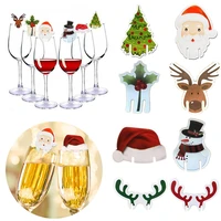 10pcs christmas cup card christmas decorations santa hat wine glass decor merry christmas ornament for new year party supplies