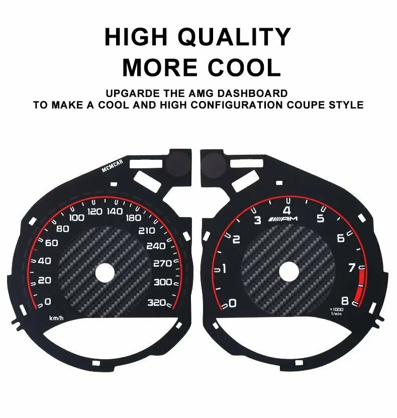 Накладка для инструментов из углеродного волокна Mercedes AMG Gauge Face C-Class C63 C200L GLC260