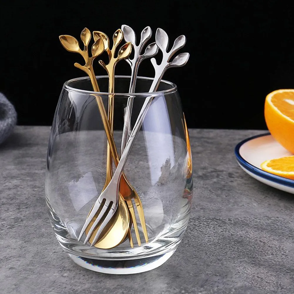 

Creative Stainless Steel Coffee Spoon Tableware Kitchen Accessories Branch Leaves Spoon Forks Christmas Gifts Tableware Spoons