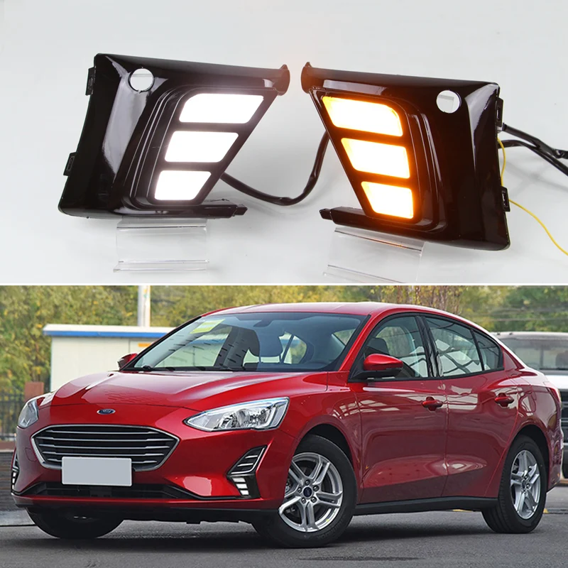 Для Ford Focus MK5 2019 светодиодный дневные ходовые огни DRL Противотуманные фары с
