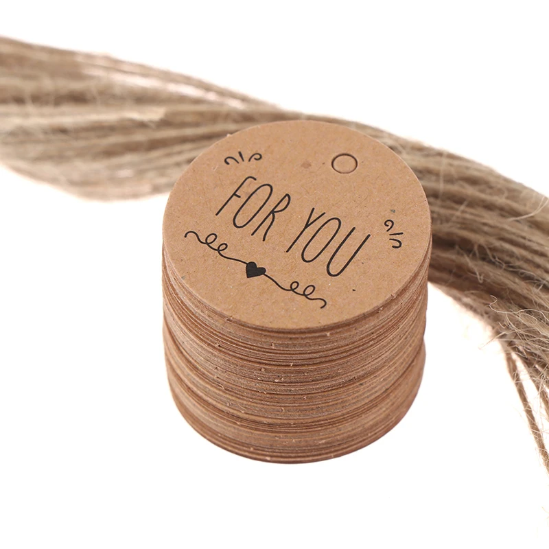 

100pcs DIY Kraft Paper Gift Tags FOR YOU For Celebrating Labels Handmade For Wedding Party Decoration Packaging Hang Paper