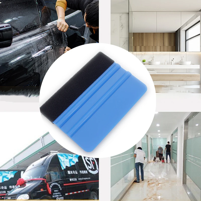 1PC Auto Styling Vinyl Carbon Fiber Window Ice Remover Cleaning Wash Car Scraper With Felt Squeegee Tool Film Wrapping 10x7cm | Автомобили