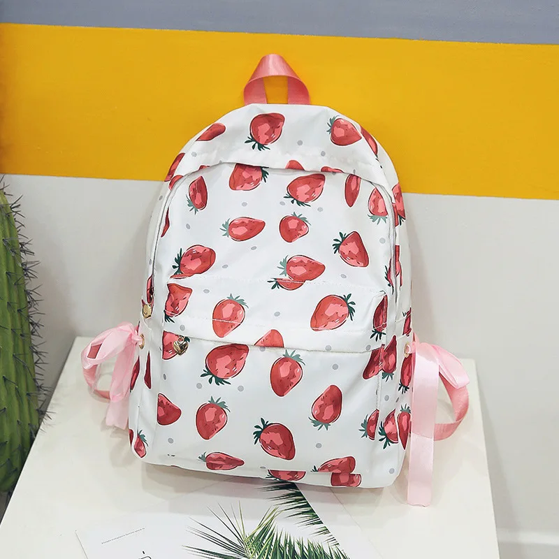 Женский рюкзак с клубничным принтом детские школьные сумки для