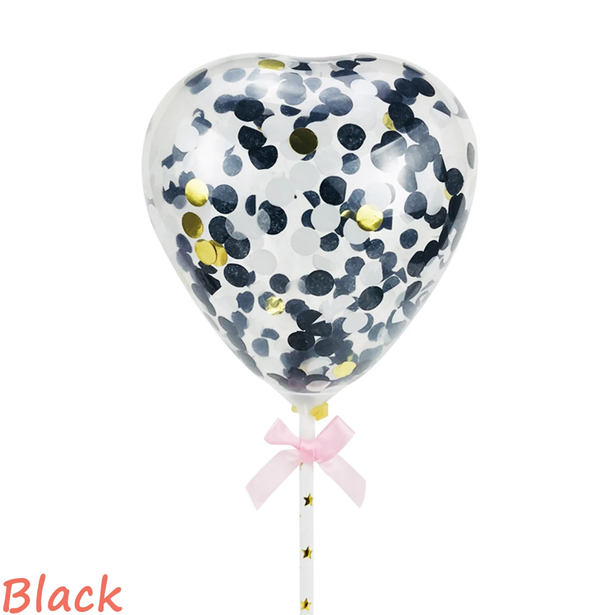 5 дюймов шар торт Топпер Сердце Конфетти декорация с бумажной соломенной лентой