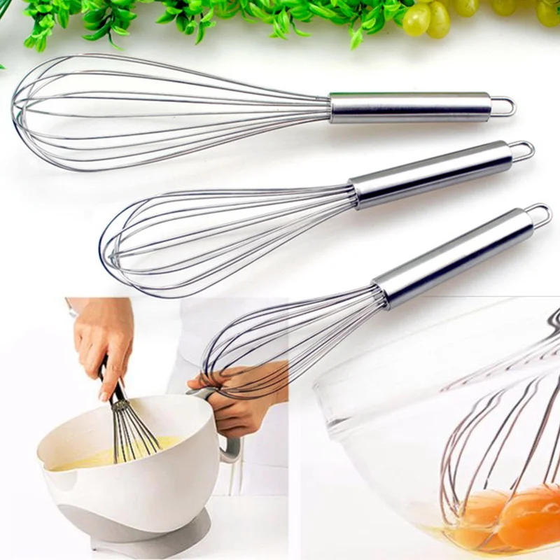 

8/10/12 Inch Stainless Steel Egg Beater Hand Whisk Mixer Kitchen Tools Butter Blender