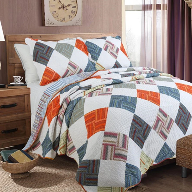 1 шт покрывало для кровати + 2 наволочки пол цвет совпадающее диагональный пазл