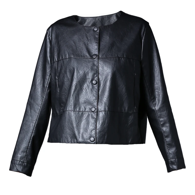 Новая весенняя женская мотоциклетная куртка из искусственной кожи черного и