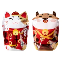 50pcs cute lucky cat ox treat bags party favor bags candy goodies bag gift wrapping bags for birthday wedding baby r7ua