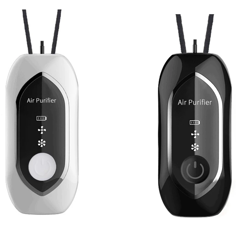 

2Set Air Purifier Portable, Personal Necklace USB Rechargeable Air Cleaner, Mini Ionic Purifier Wearable Black & White