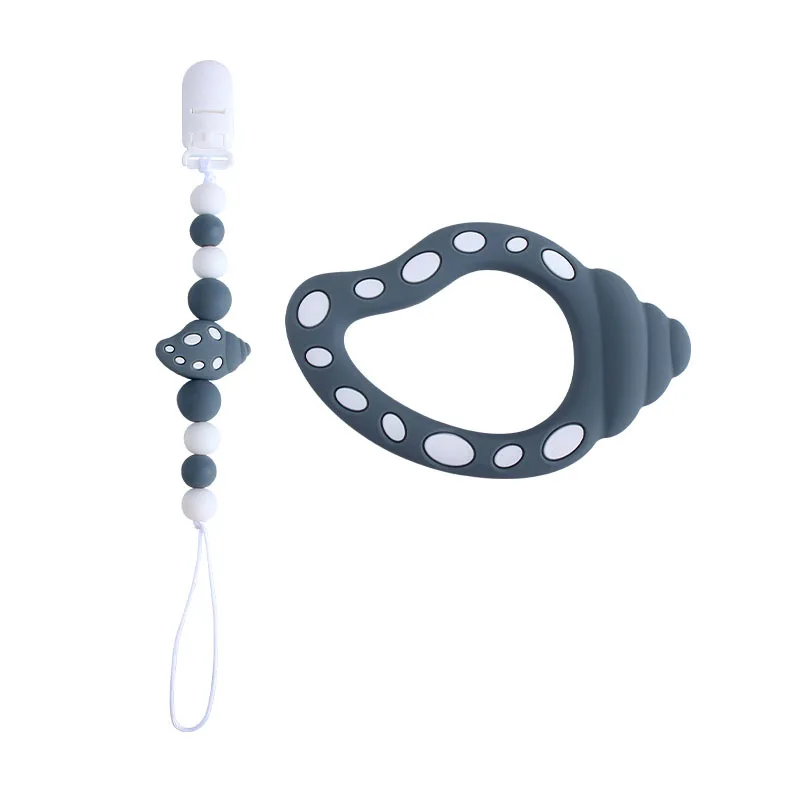 Cadena de chupete para beb&eacute;, mordedor de silicona, juguetes para morder para beb&eacute;, cadena antica&iacute;da, regalos de alimentaci&oacute;n para beb&eacute;-5