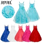 IEFIEL белое платье с цветочным узором для девочек, бальное платье из органзы, платье-пачка для свадебной вечеринки, Элегантное Длинное Платье для первого причастия