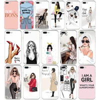 35AA Girl Boss Pink Women Cartoon gift Soft Silicone Tpu Cover phone Case for iphone Plus case