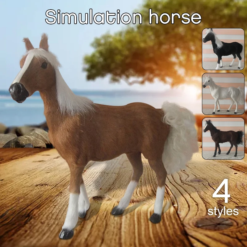 

Simulation Ferghana Horse Figures Realistic Fur Standing Horse Animal Doll Photography Props Home Decor Ornaments Crafts Toy