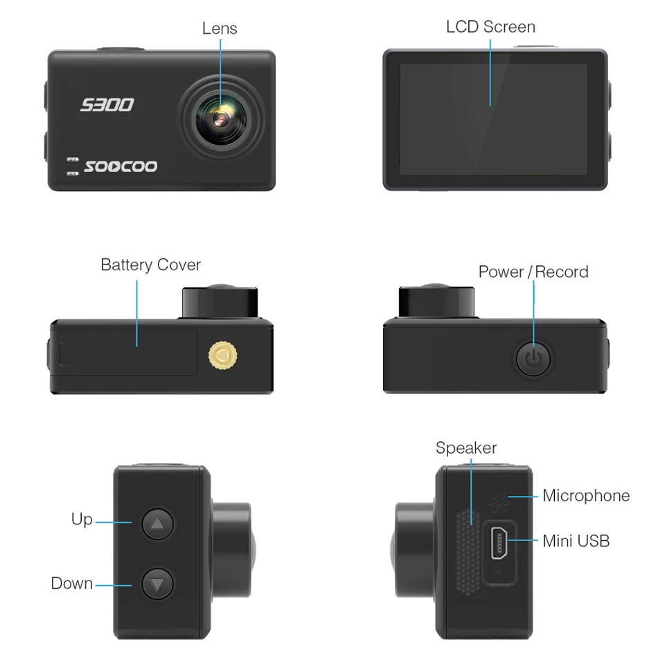 Ins SOOCOO Action Camera 2.35&quot touch Lcd 4K 30fps 1080P 120fps EIS Wifi 12MP Remote External Mic Sports | Электроника