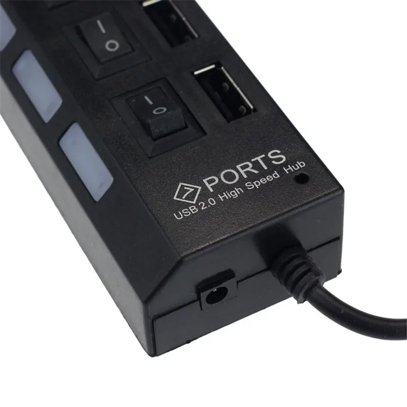 Разветвитель с адаптером питания 7 портов светодиодный USB 2 0 адаптер концентратор