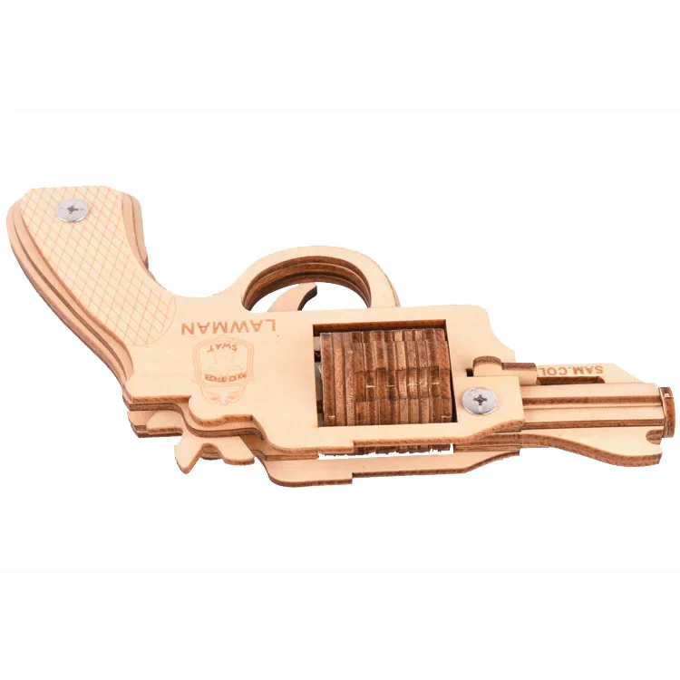 3D деревянные резинки пистолет сборная Игрушка Головоломка: оружие головоломка