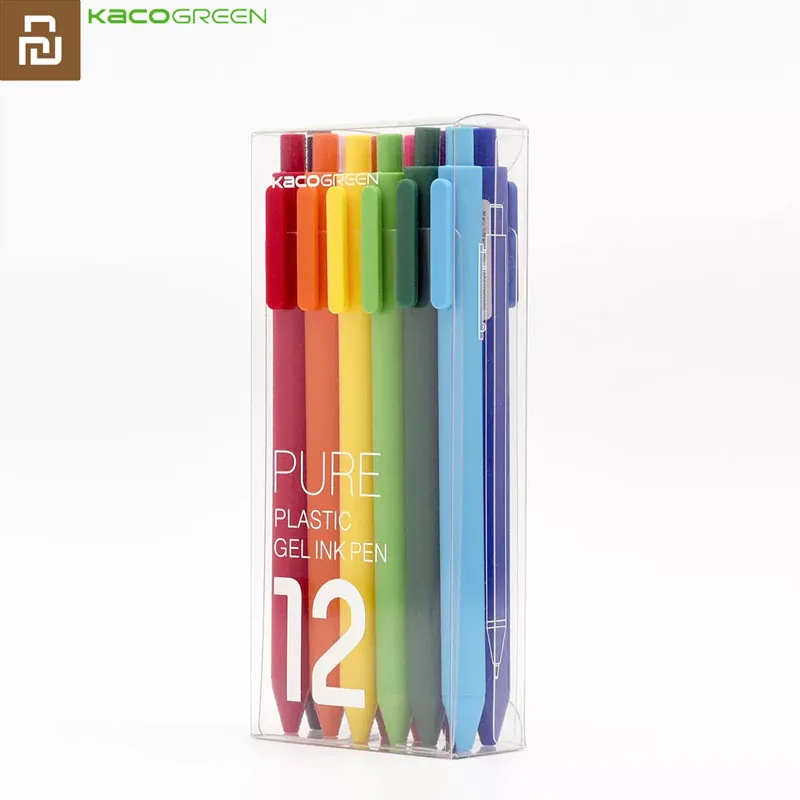 Гелевая ручка Youpin KACO Шариковая для школы Официальный знак радужная подписи 12 шт.
