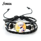 Аниме Hunter X Hunter стеклянный кабошон кожаные браслеты деревянные бусины многослойный Плетеный браслет браслеты ювелирные изделия Охотник подарки