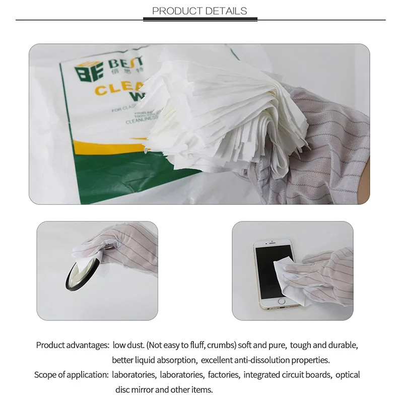 9x9" Class 100 Polyester Cleanroom Wiper ESD Dust Free Cloth Remover Mobile Phone LCD Screen Glasses Camera Cleaning | Инструменты