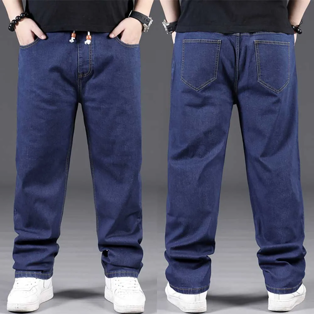New Fashion Loose Baggy Jeans Men Casual Denim Pants Straight Trousers Warm Fleece Jeans Plus Size 7XL 8XL Hiphop Harem Jeans
