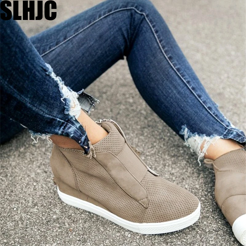 SLHJC для женщин женские туфли лодочки Сезон весна осень Обувь на низкой танкетке