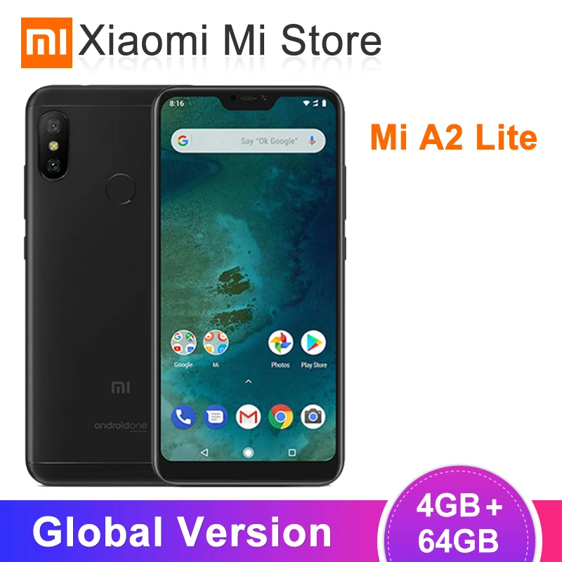 Глобальная версия Xiaomi Mi A2 Lite 4 Гб 64 5 84 &quot19:9 экран 4000 мАч Snapdragon 625 Восьмиядерный 12MP +