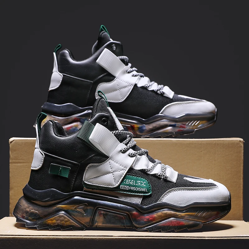 

2022 Spring Autumn New High-top Men's Sneaker Chunky Men Shoes Heighten Fashion Casual Plus Size Zapatillas Damping Tennis Shoes