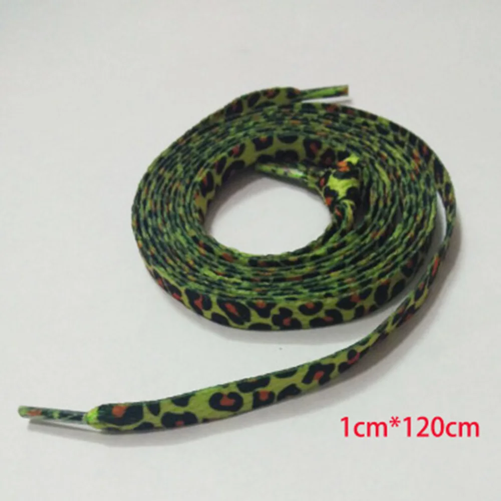 

New Classic Leopard Print Shoelaces, Fashion Flat Shoelaces, Fluorescent Green Print Shoelaces Suitable For All Kinds Of Shoes