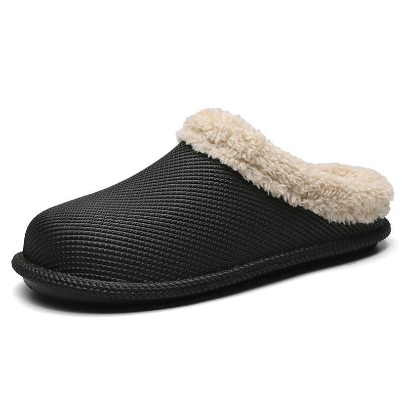 

PULOMIES Winter Men Women Slippers Waterproof Indoor Warm Plush Fur Furry Slippers Casual Loafers Platform Couple Slippers Shoes