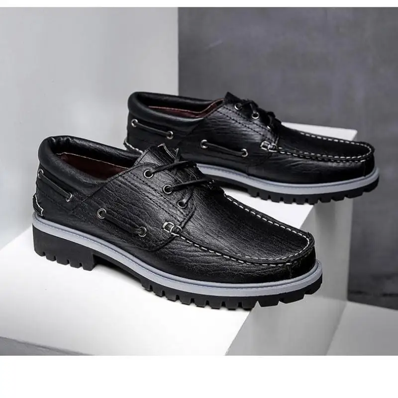 

Туфли мужские из натуральной кожи, модные оксфорды с ручной строчкой, уличные Мокасины, Повседневная Роскошная обувь, на шнуровке