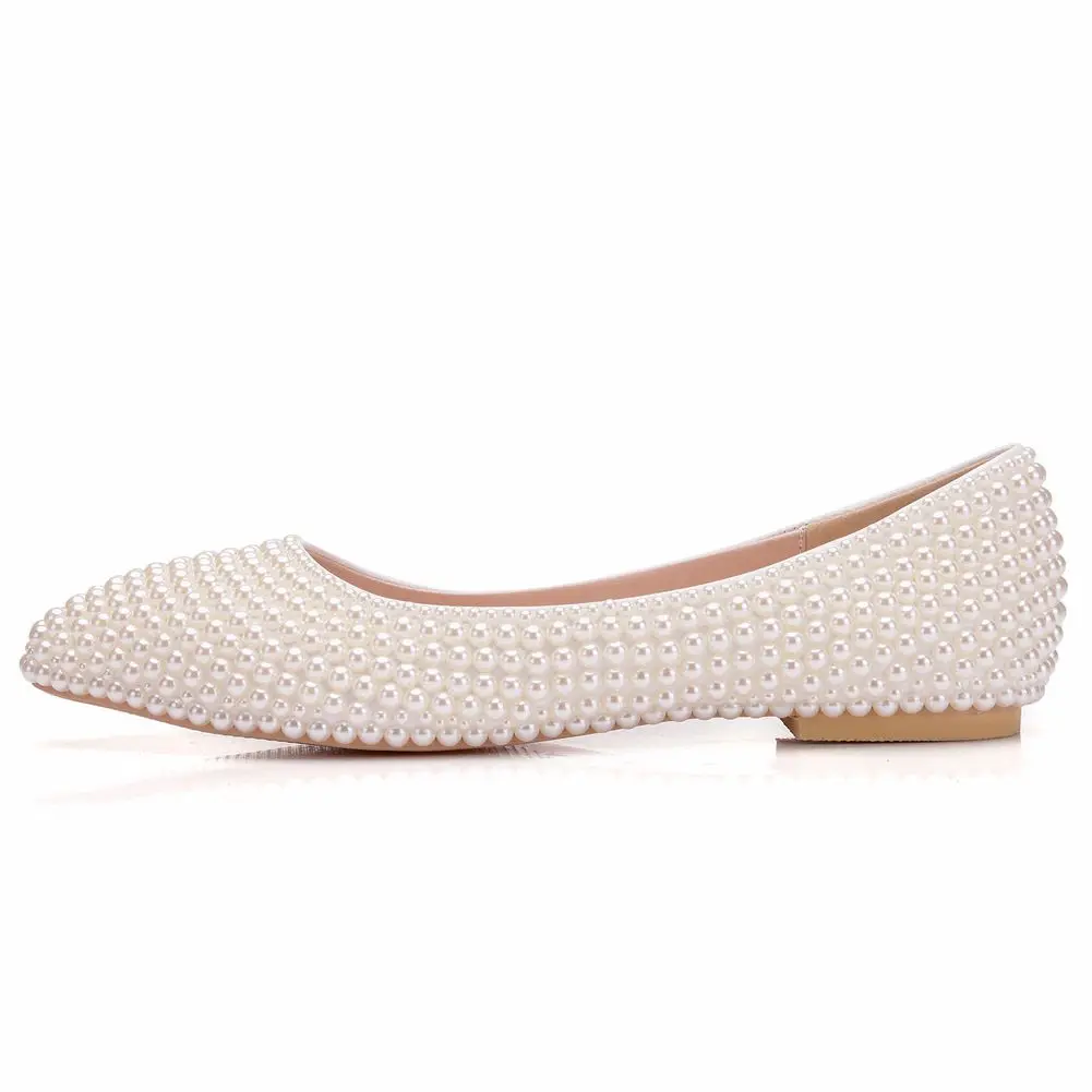 Женские свадебные туфли на плоской подошве с жемчугом|wedding shoes flat|shoes flatfashion flat |