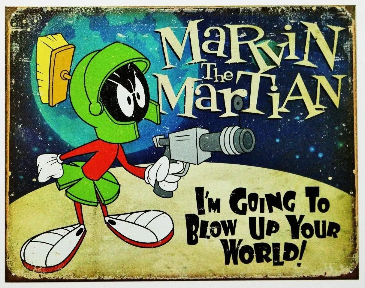 Marvin The Martian жестяной знак Looney Tunes Warner Bros мультяшный комикс 8x12 дюймов|Таблички и