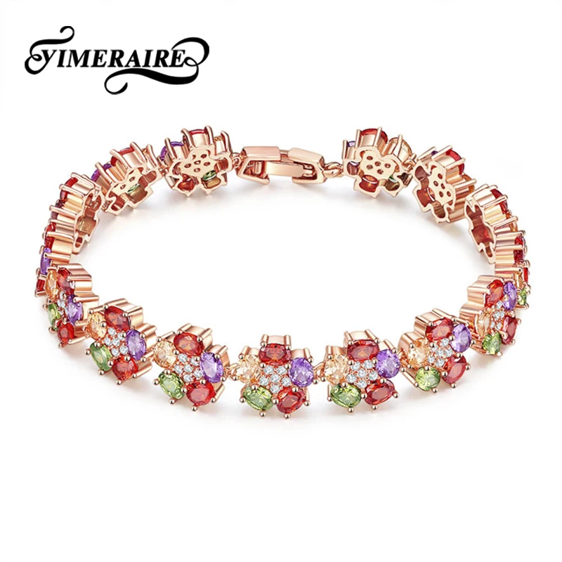 Роскошные браслеты из розового золота 585 пробы с цепочкой для женщин женские