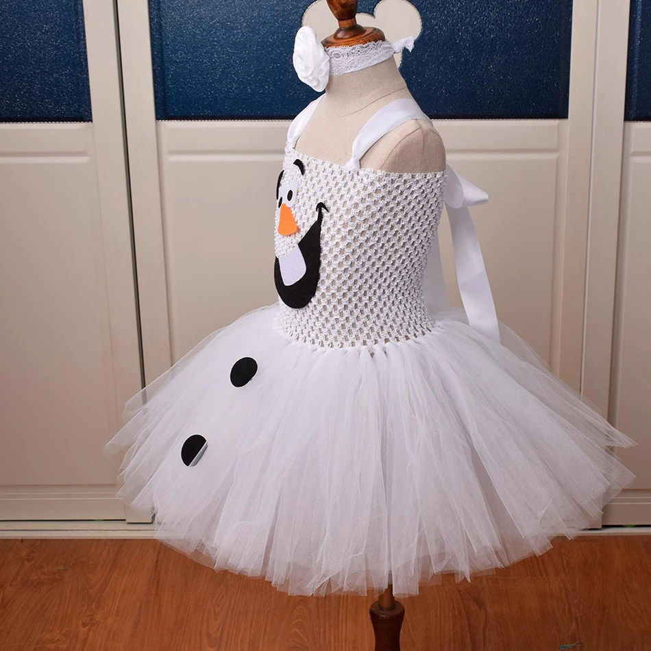 Snowman Olaf Children's Dress Cute Princess Ball Gown Fancy Snow Queen Elsa Christmas Birthday Party Costume For Girls Tutu | Детская