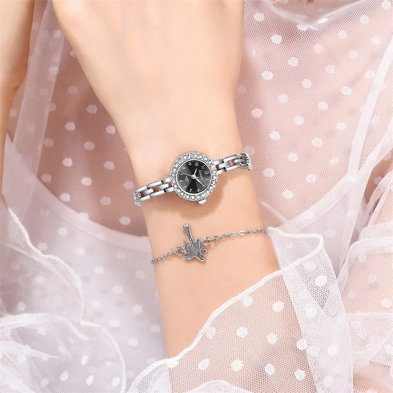 Простые Серебряные женские модные часы розовое золото роскошные наручные с