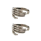 Кольцо из серебра 925 пробы с изменяемым размером женское, креативное Винтажное кольцо-скелет в стиле панк-рок, ручная петля, вечернее Ювелирное Украшение, 2 шт.