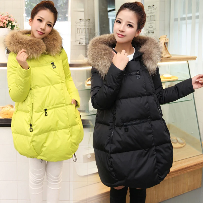 UHYTGF Женская пуховая куртка из хлопка модные длинные пальто с большим меховым