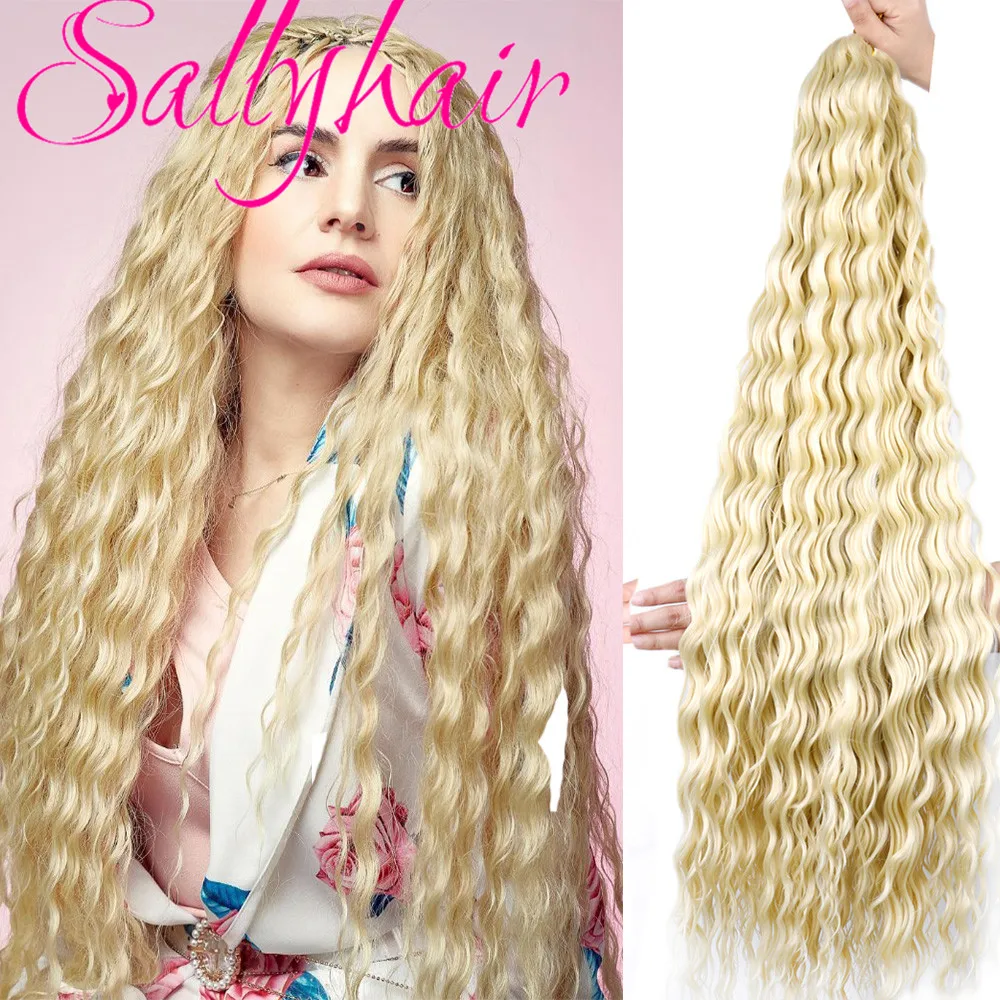 

Sallyhair Synthetic Zizi Deep Wave Crochet Hair Blonde Ocean Wave 32 Inch Afro Curls Light Weight Ombre Braiding Hair Extensions