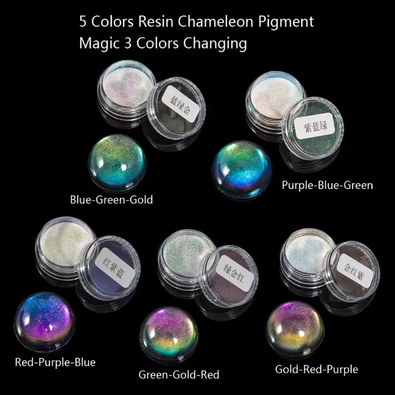 

Magic Resin Chameleons Pigment Mirror Rainbow Pearl Powder Colorant Epoxy Resin Glitter Resin Jewelry Making Kit 5 Colors