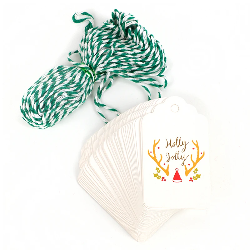 50 шт./партия с Рождеством Diy бумажные бирки для подарков маленькая открытка со