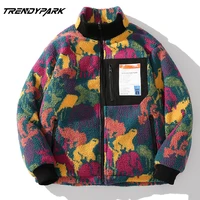 2020 hip hop reversible jacket parka colorful camouflage streetwear men harajuku windbreaker fleece winter coat mens clothing