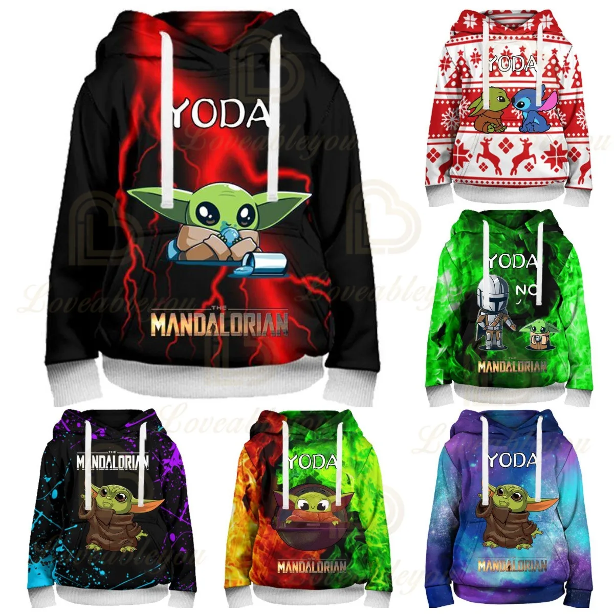 

Toddler Girl Pullover Cute Kids Hoodie Disney Baby Yoda Mandalorian 3D Sweatshirt Boys and Girls Christmas Tops Teen Clothes