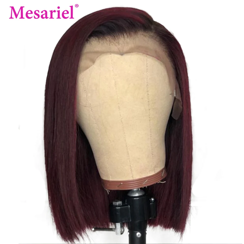 Mesariel Омбре 1b/99j 13*4 кружевные передние человеческие волосы парики для женщин короткий Боб цветные кружевные парики с детскими волосами бразильские волосы remy M