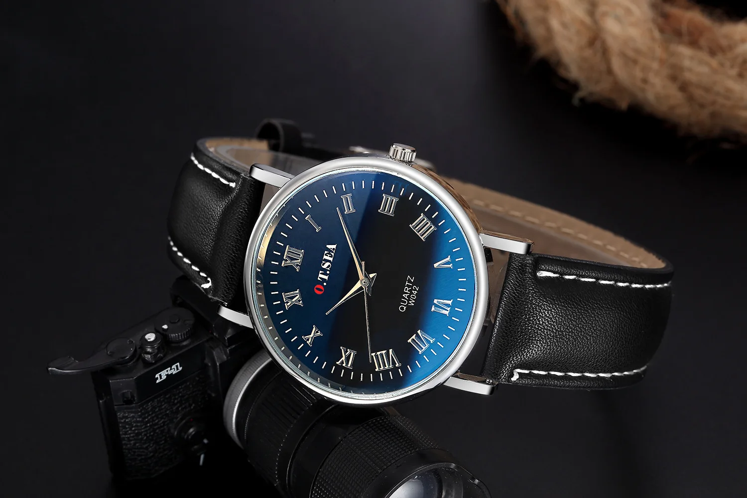 Модные мужские кварцевые часы с хронографом спортивные синим стеклом лучший