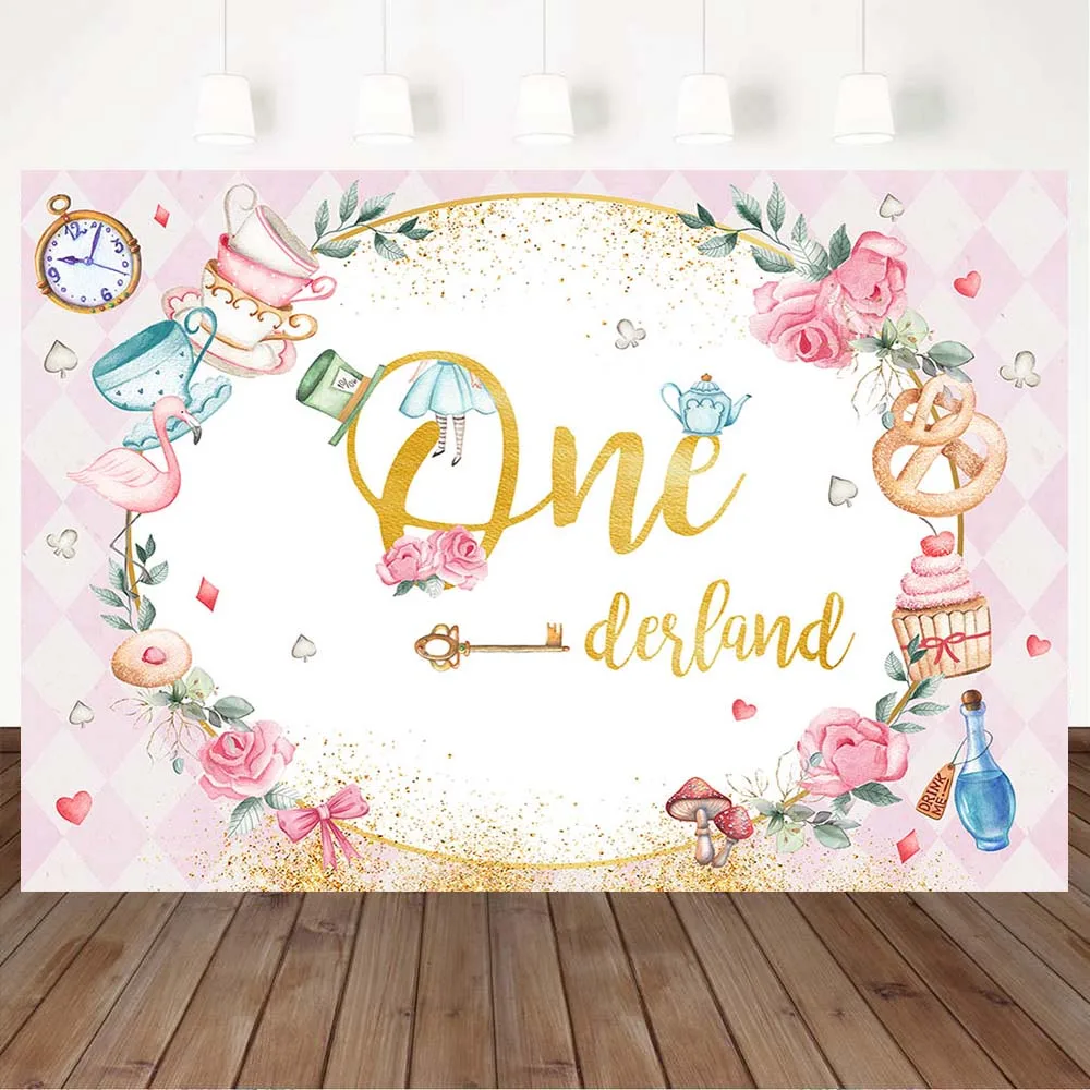 

Onederland Newborn 1st Birthday Photography Backdrop Tea Party Baby Shower Photo Background for Photo Studio Photoshoot Props