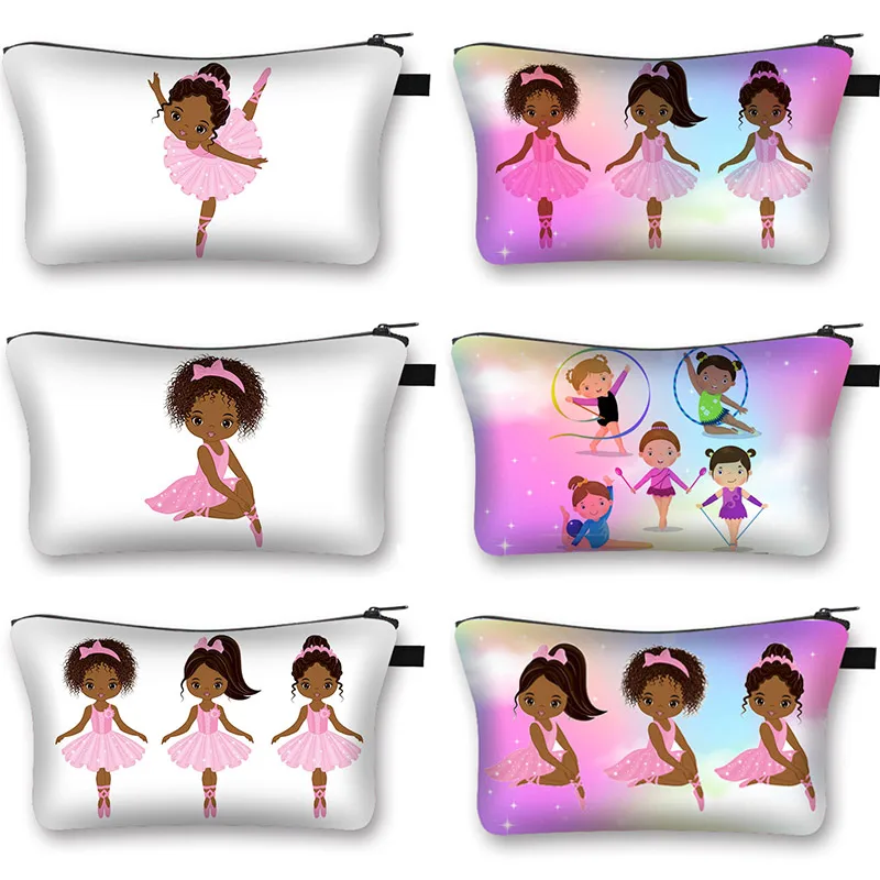 

Afro Ballet Girl Print Cosmetic Bag Woman Fashion Shopping Lipstick Bag Coin Purse Travel Storage Bag Cosmetic Case Gift