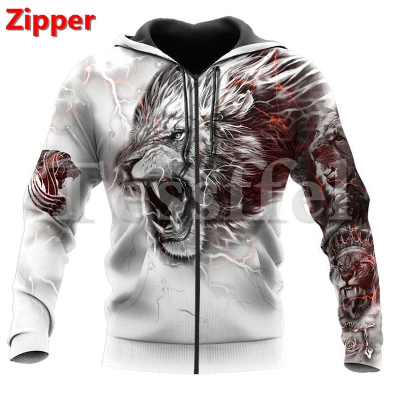 

Tessffel 3D Printed King Lion Tattoo New Fashion Harajuku Animal Hoodie Jacket Zipper Sweatshirt Cool Streetwear Style-6